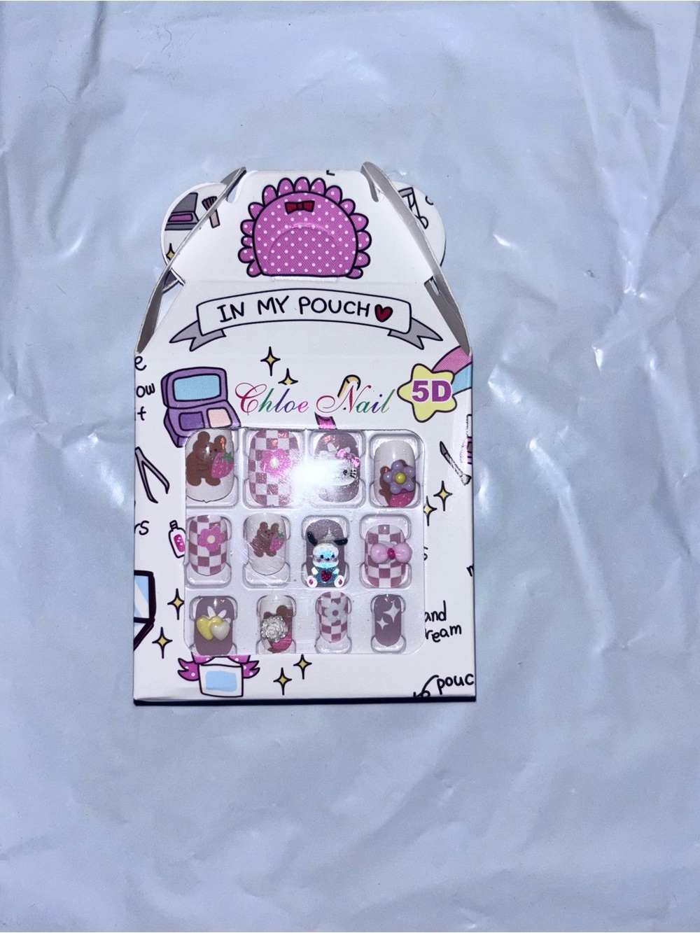 Kids 5D Pink Decorative Nail Set